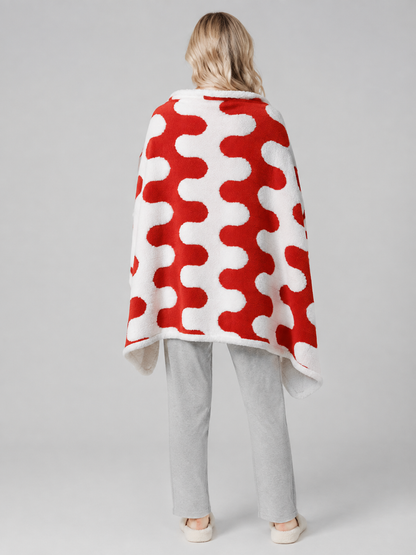 Reversible Dog Blanket, Red and White back view