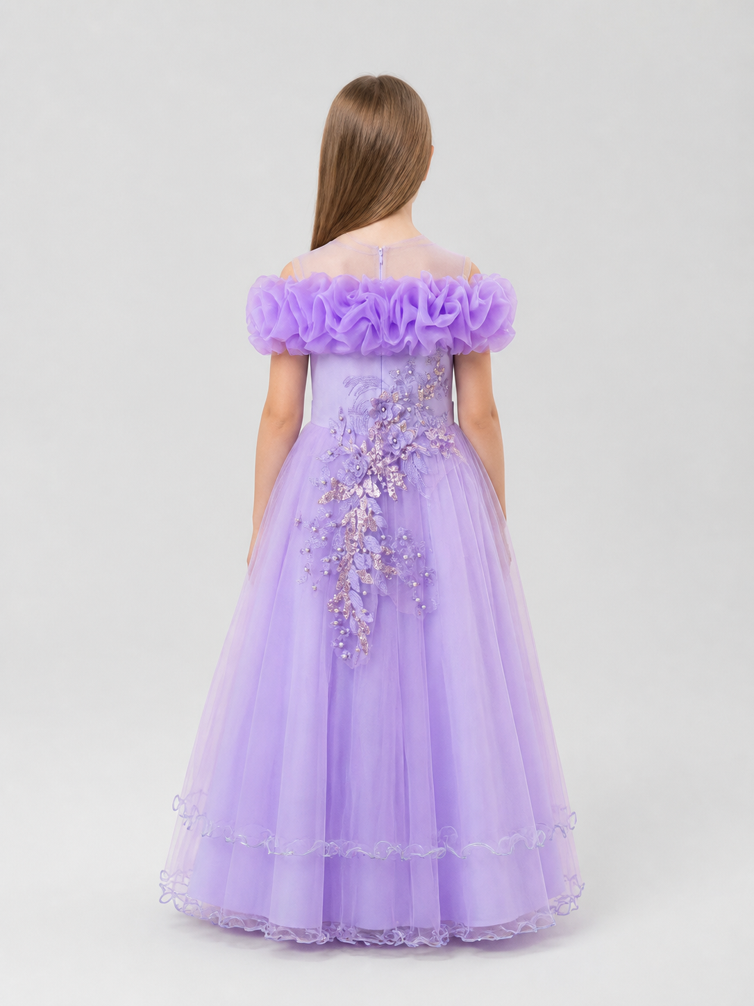 Light Purple Princess Dress with Full Skirt back view