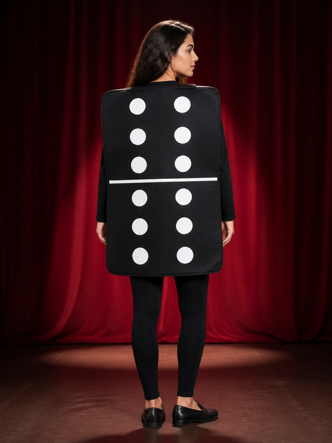 Adult Unisex Black And White Domino Costume, Oversized Sleeveless Halloween back view