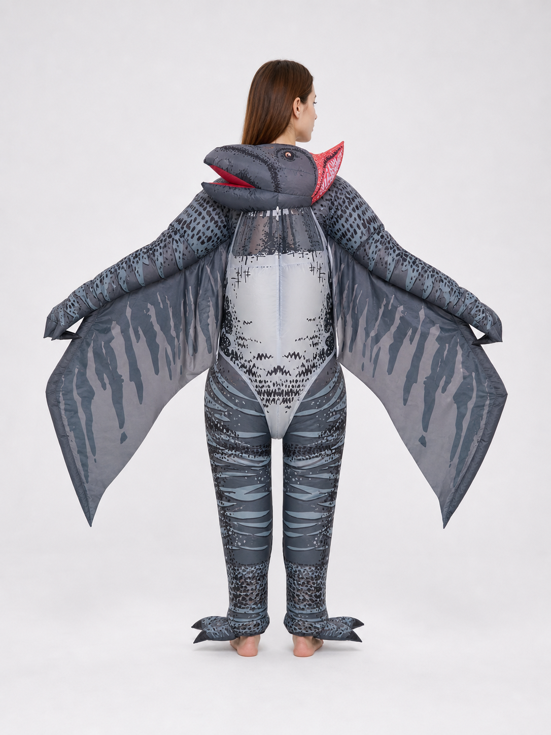 Gray Bird Mascot Costume with Wings, One Size