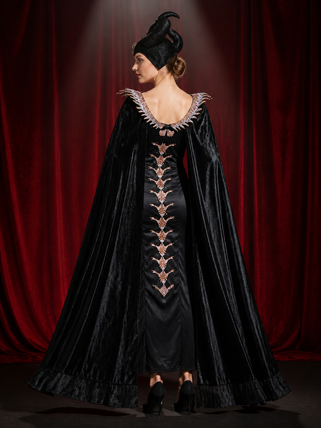 Gothic Halloween Witch Costume with Cape