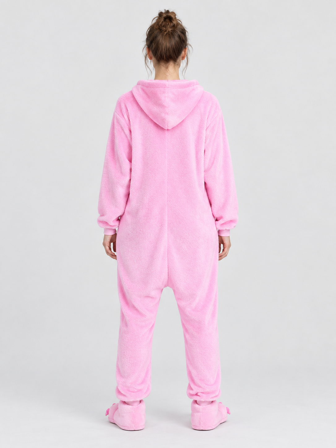 Flannel Pink Kigurumi Pajama with White Insert