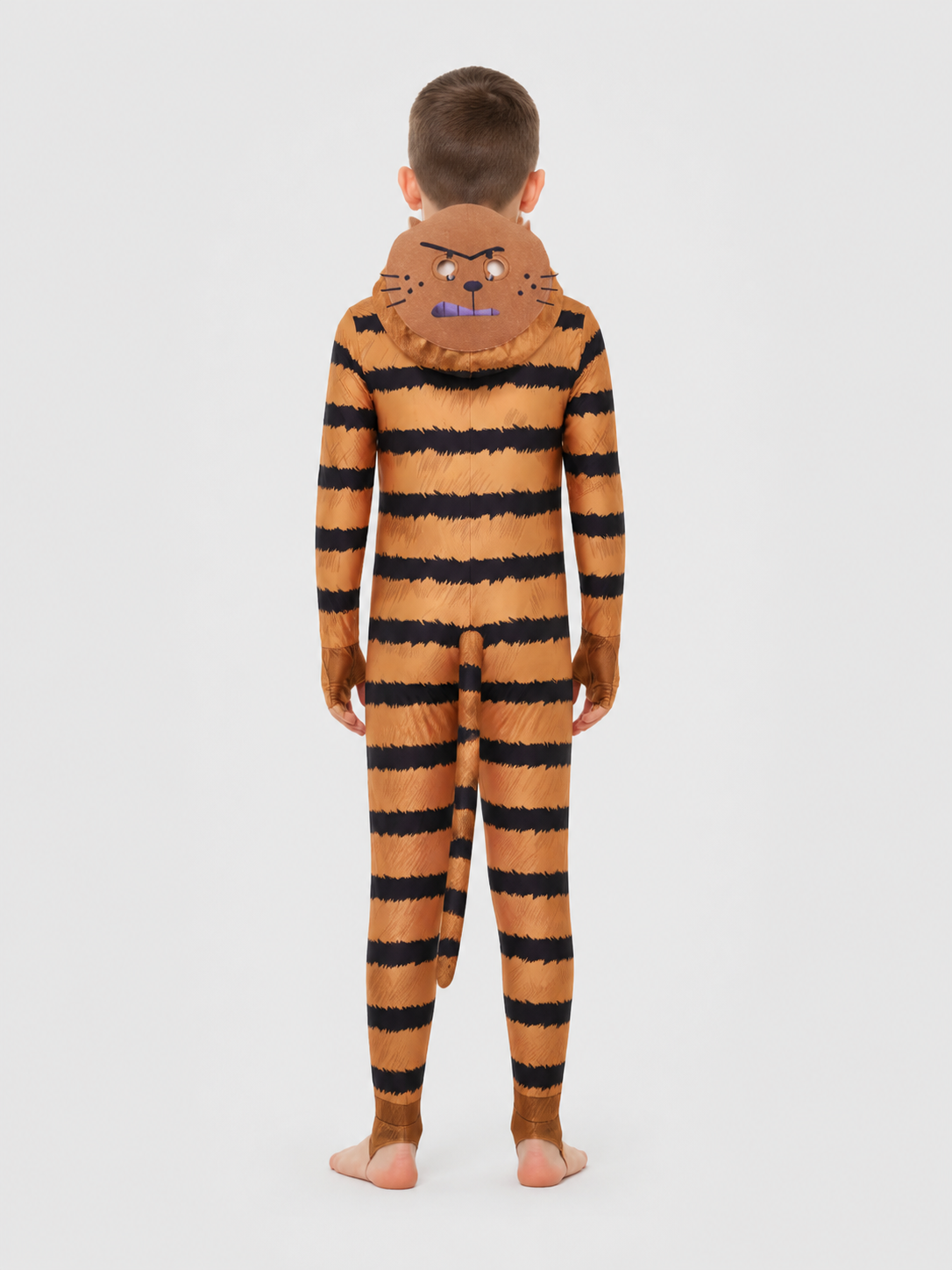 Petey the Cat Cosplay Costume, Striped Jumpsuit with Mask back view