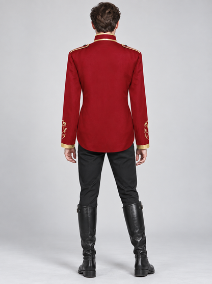 Red tailcoat with gold embroidery and zipper