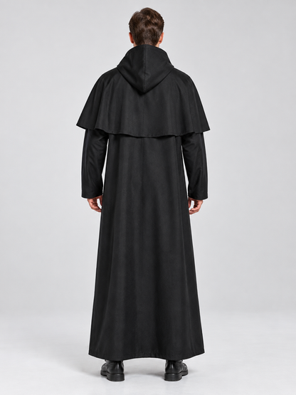 Carnival costume: black hooded cloak with capelet