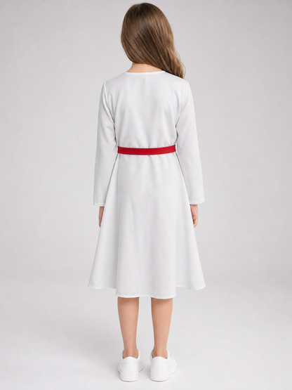 Snowman New Year's Costume, White Dress with Decorative Details
