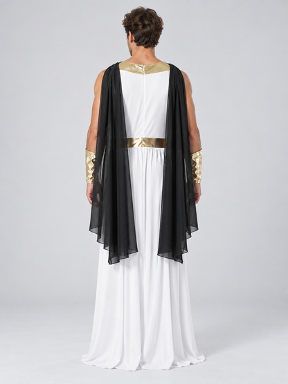 Carnival Toga Costume with Gold Trim and Cape
