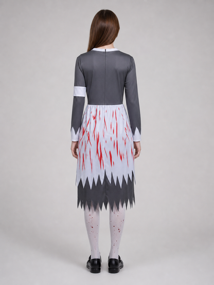 Halloween Costume: Medical Uniform with Blood Print back view