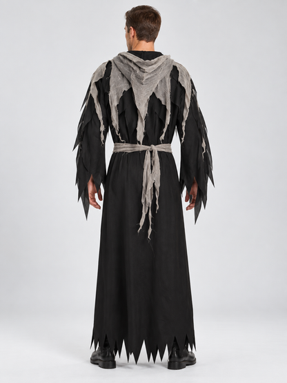 Black and Gray Vampire Costume with Hood and Belt