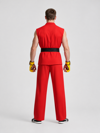 Ken Street Fighter Cosplay Costume: Top, Pants, Belt back view