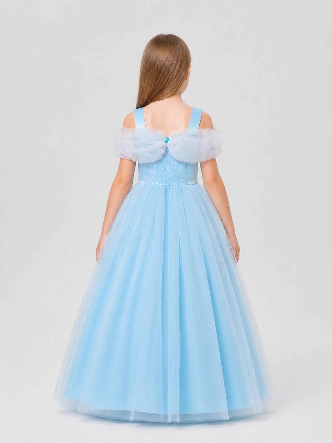 Cinderella Princess Costume Dress with Sequins back view
