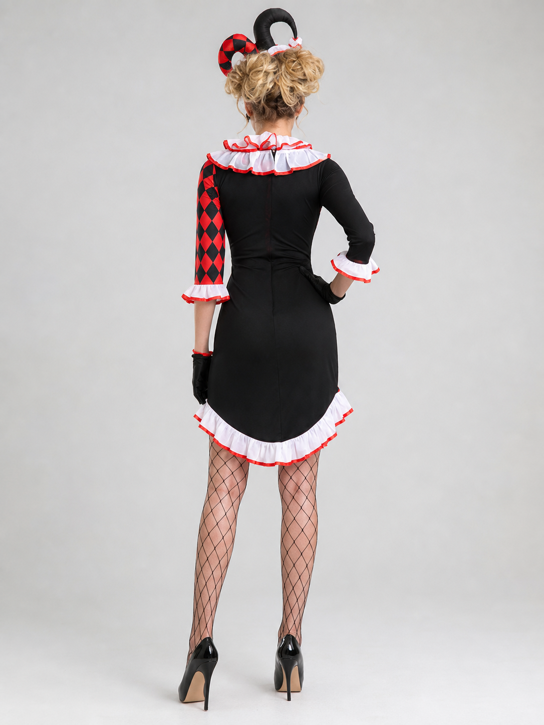 Harlequin Carnival Costume with Dress and Accessories