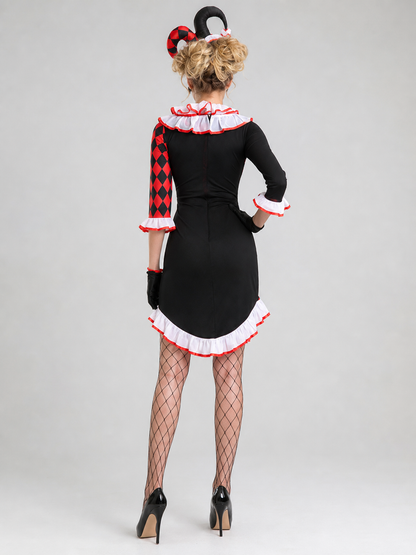 Harlequin Carnival Costume with Dress and Accessories