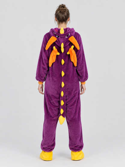 Dragon Kigurumi Pajama, Purple, with Hood and Tail