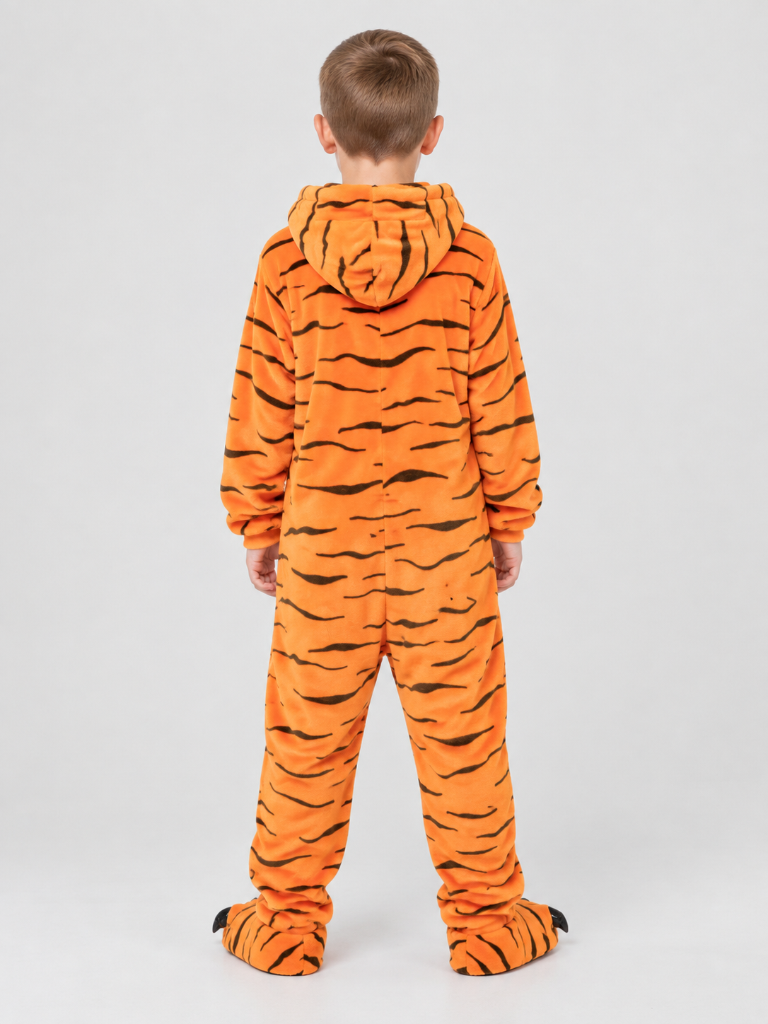 Kids' Hooded Tiger Striped Pajama Jumpsuit