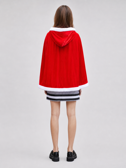 Retro Dress with Red Hooded Cape