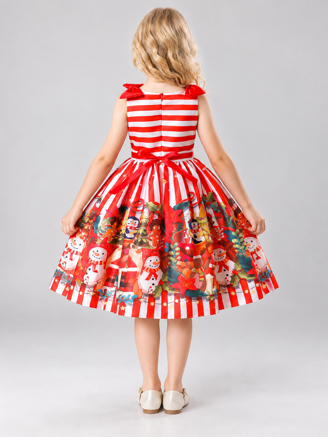 Kids' Holiday Dress with Christmas Print