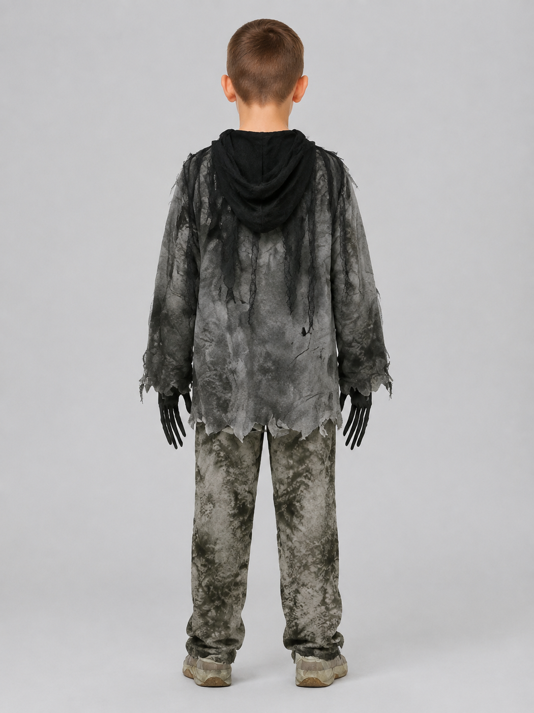 Zombie Skeleton Costume with Mask or Hood back view
