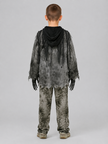 Zombie Skeleton Costume with Mask or Hood back view