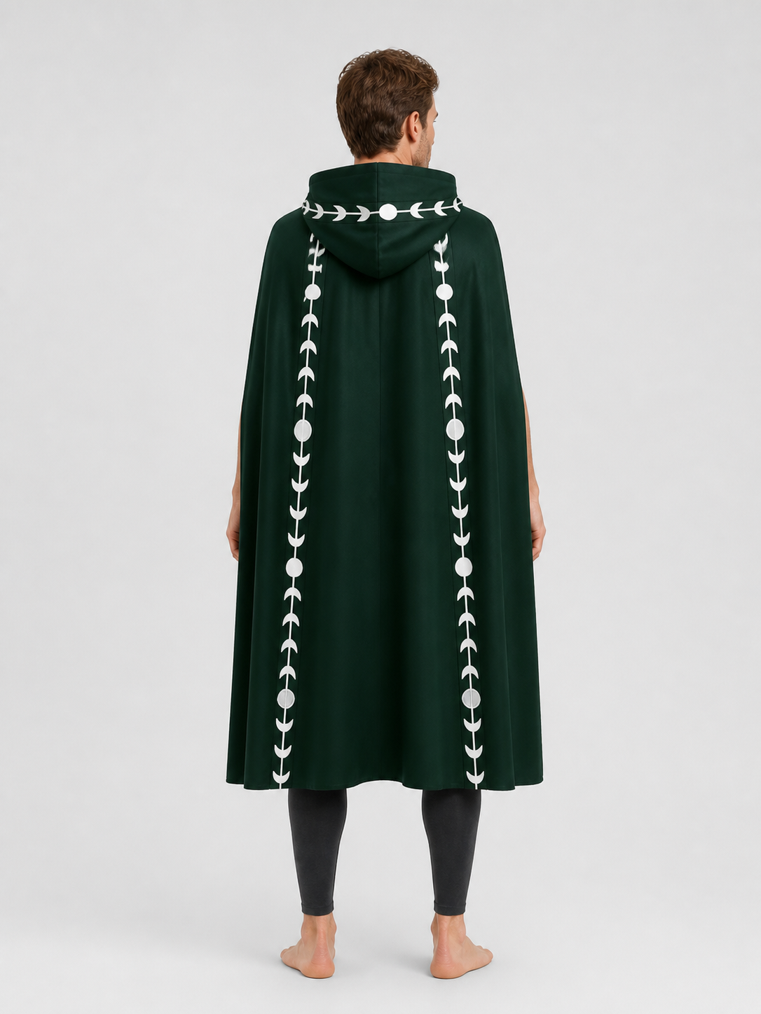 Green Hooded Cape with White Trim for Halloween