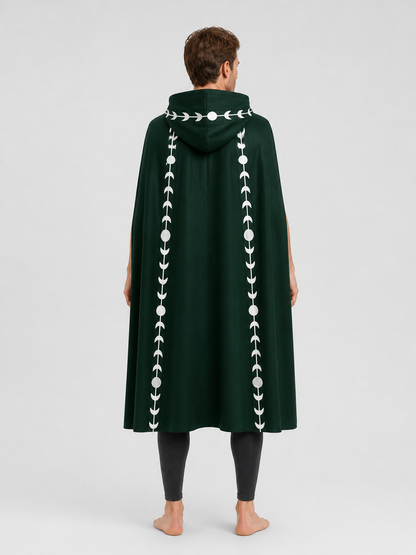 Green Hooded Cape with White Trim for Halloween