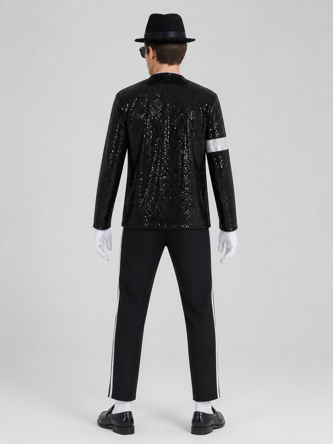 MJ Sequin Stage Costume with Hat and Gloves back view