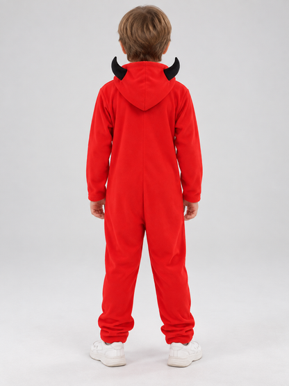 Red Kids' Carnival Costume with Hood and Horns