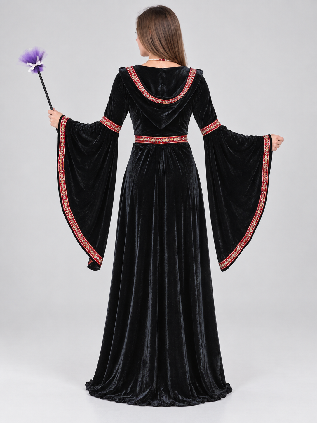 Costume: Black Hooded Dress, Mask, Wand