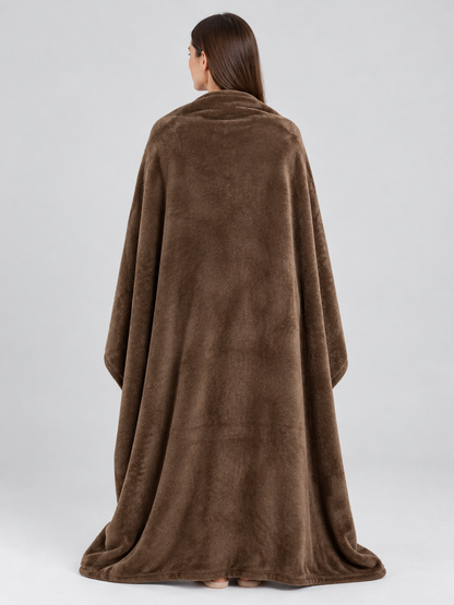 Dark Brown Polyester Throw Blanket Reversible Soft