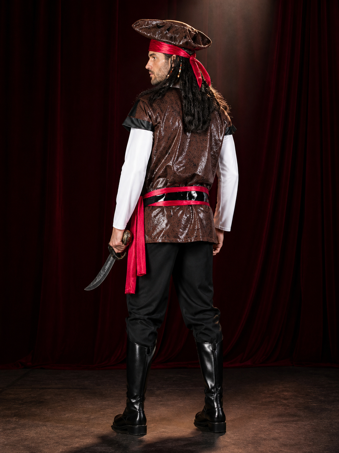 Jack Sparrow Pirate Costume for Cosplay back view