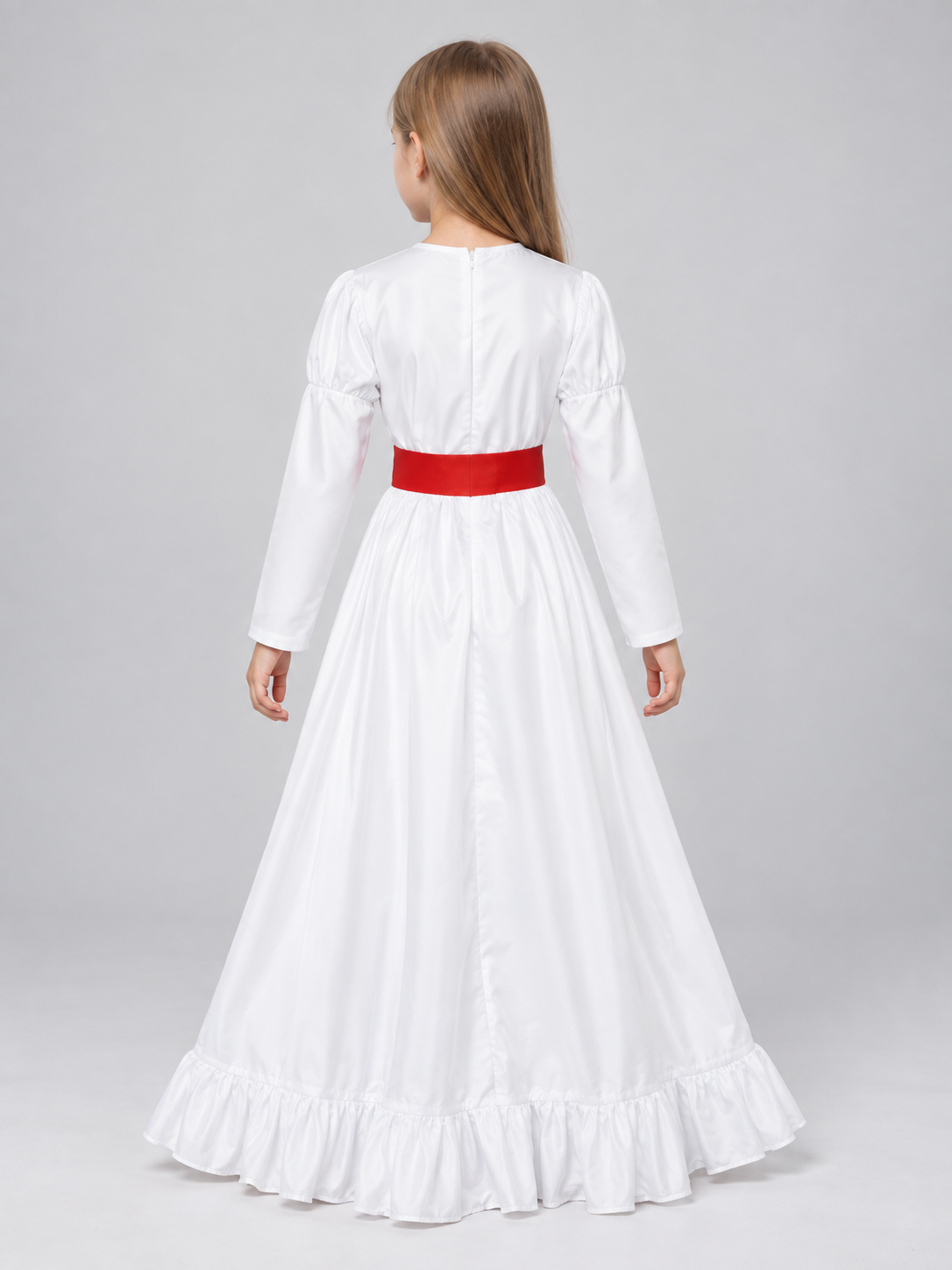 White Cosplay Dress with Red Rose back view