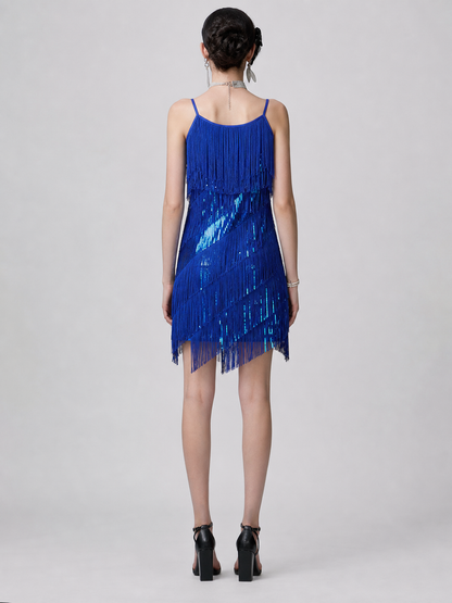 Fringe Dress with Sequin Sparkle for Parties