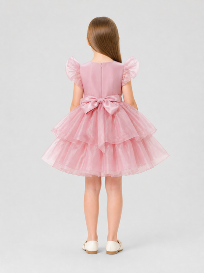 Full Princess Dress with Floral Decoration for Weddings back view