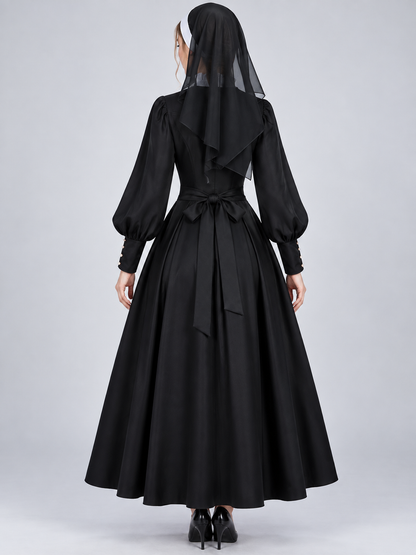 Black Nun Costume with White Insert and Cross