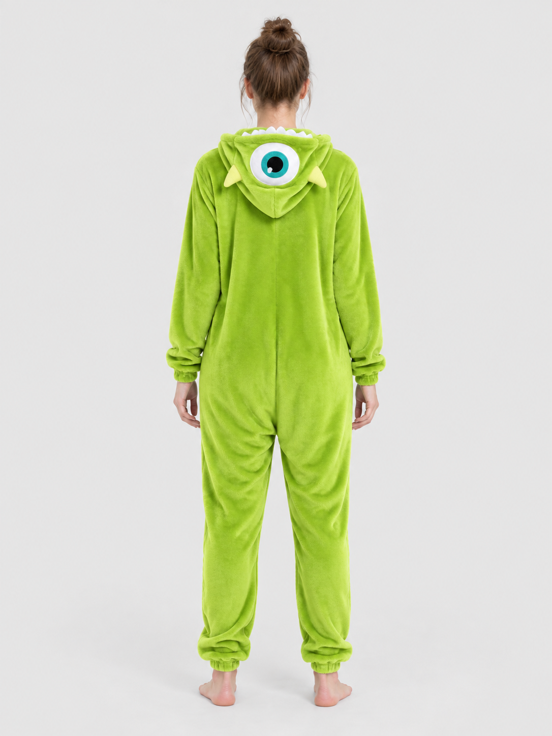 Green Plush Hooded Zip Pajama Jumpsuit