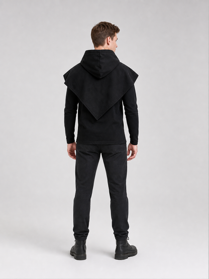 Black Carnival Cloak with Hood and Mask back view 7