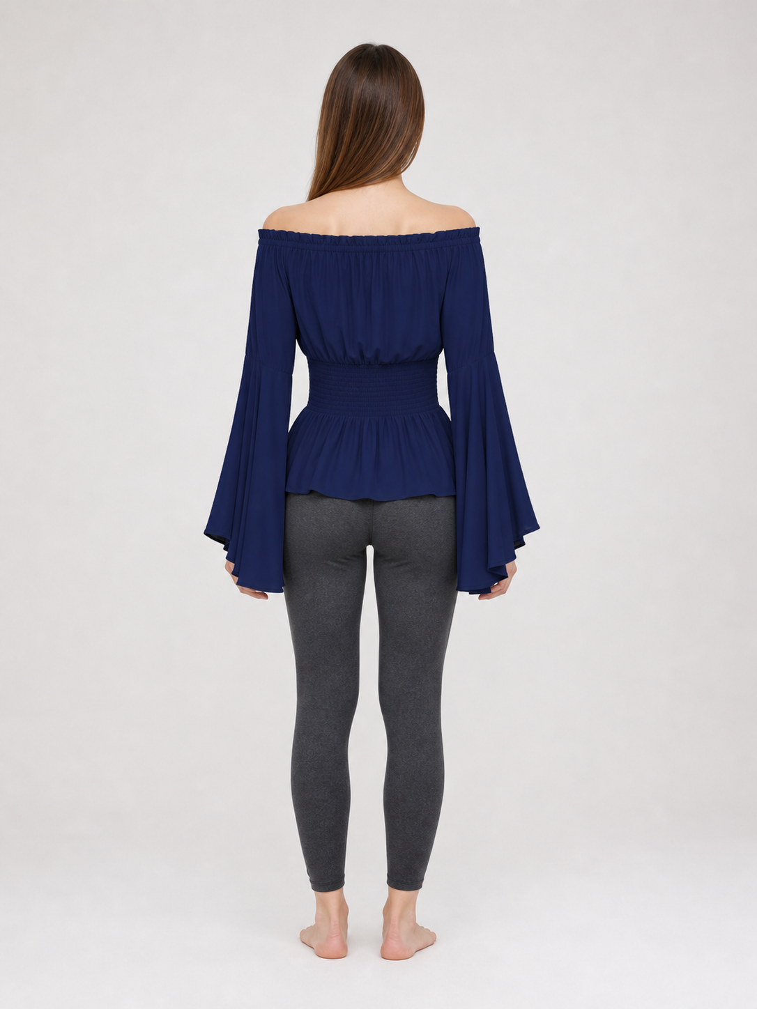 Off-the-Shoulder Blouse with Flared Sleeves