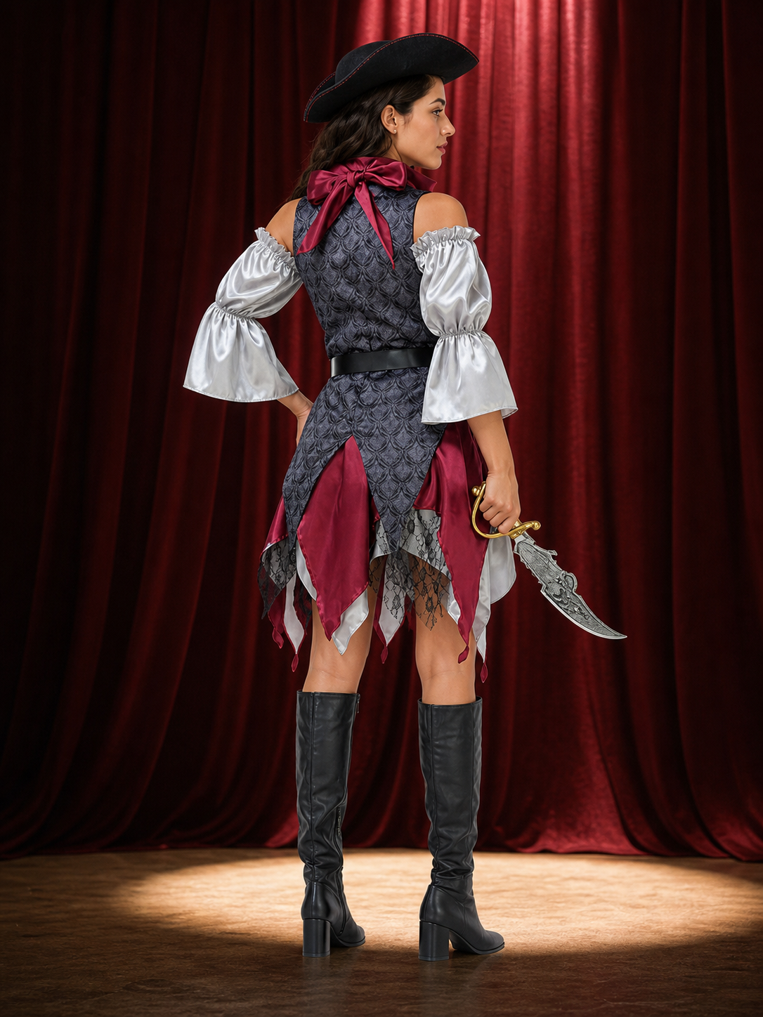 Pirate Costume for Role-Playing, Halloween, and Carnival back view