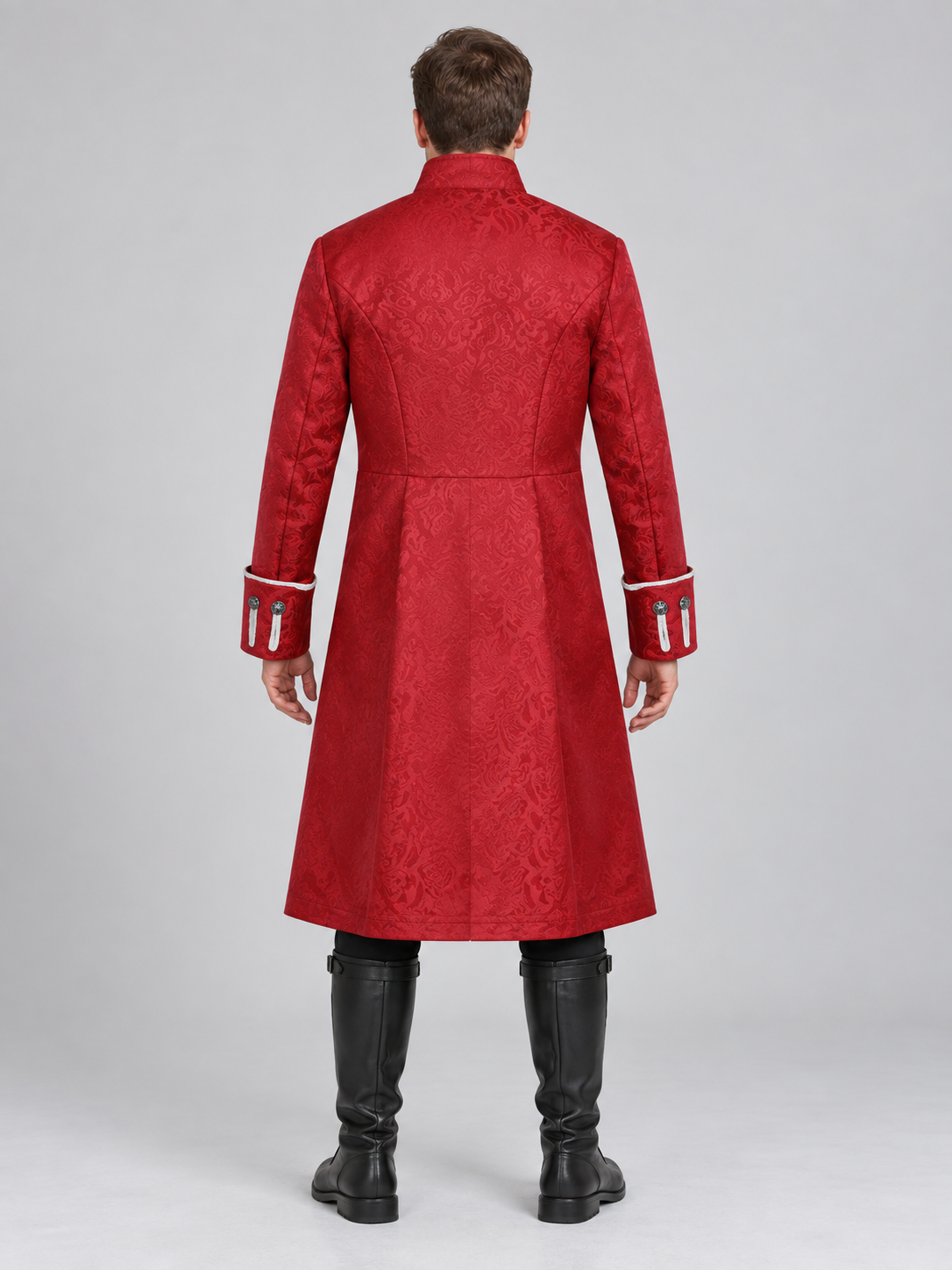 Long Gothic Red Coat with White Trim