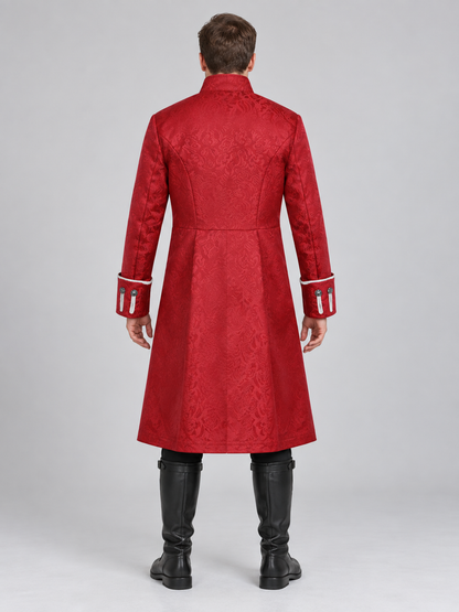 Long Gothic Red Coat with White Trim