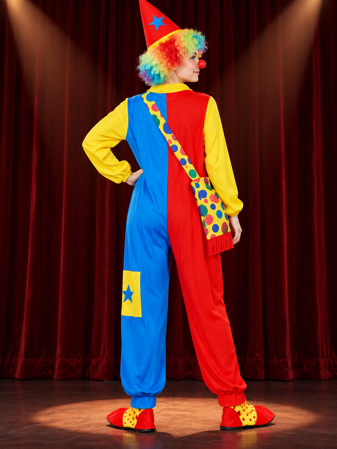 Clown Costume 11 Pieces with Wig, Hat and Vest