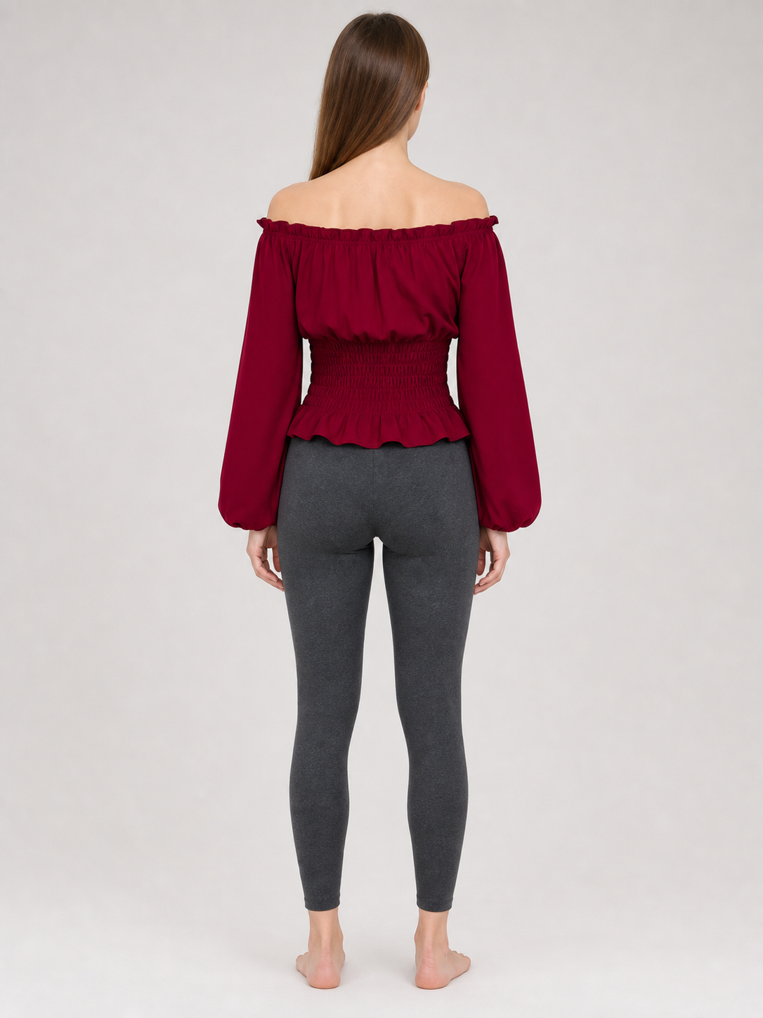Off-the-Shoulder Blouse with Long Sleeves