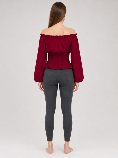 Off-the-Shoulder Blouse with Long Sleeves