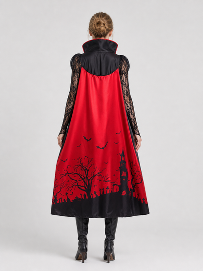 Vampire Costume with Cape, Gothic Dress back view