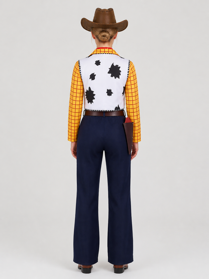 Western-style cosplay costume with accessories back view