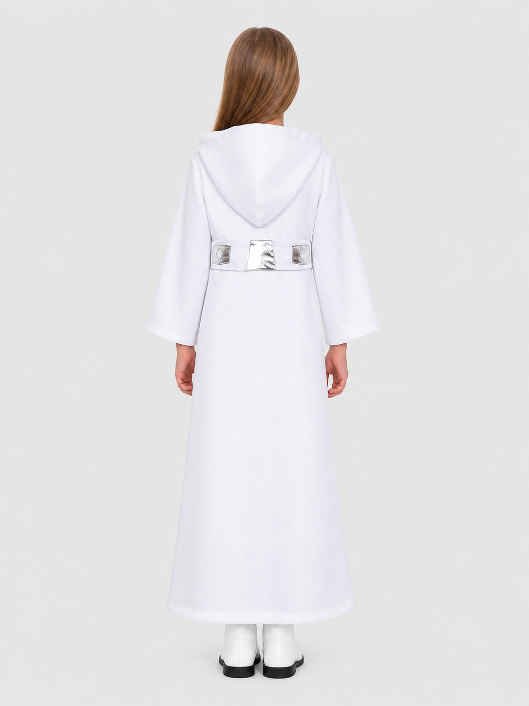 Star Wars Princess Leia Cosplay Cloak, White, with Hood back view