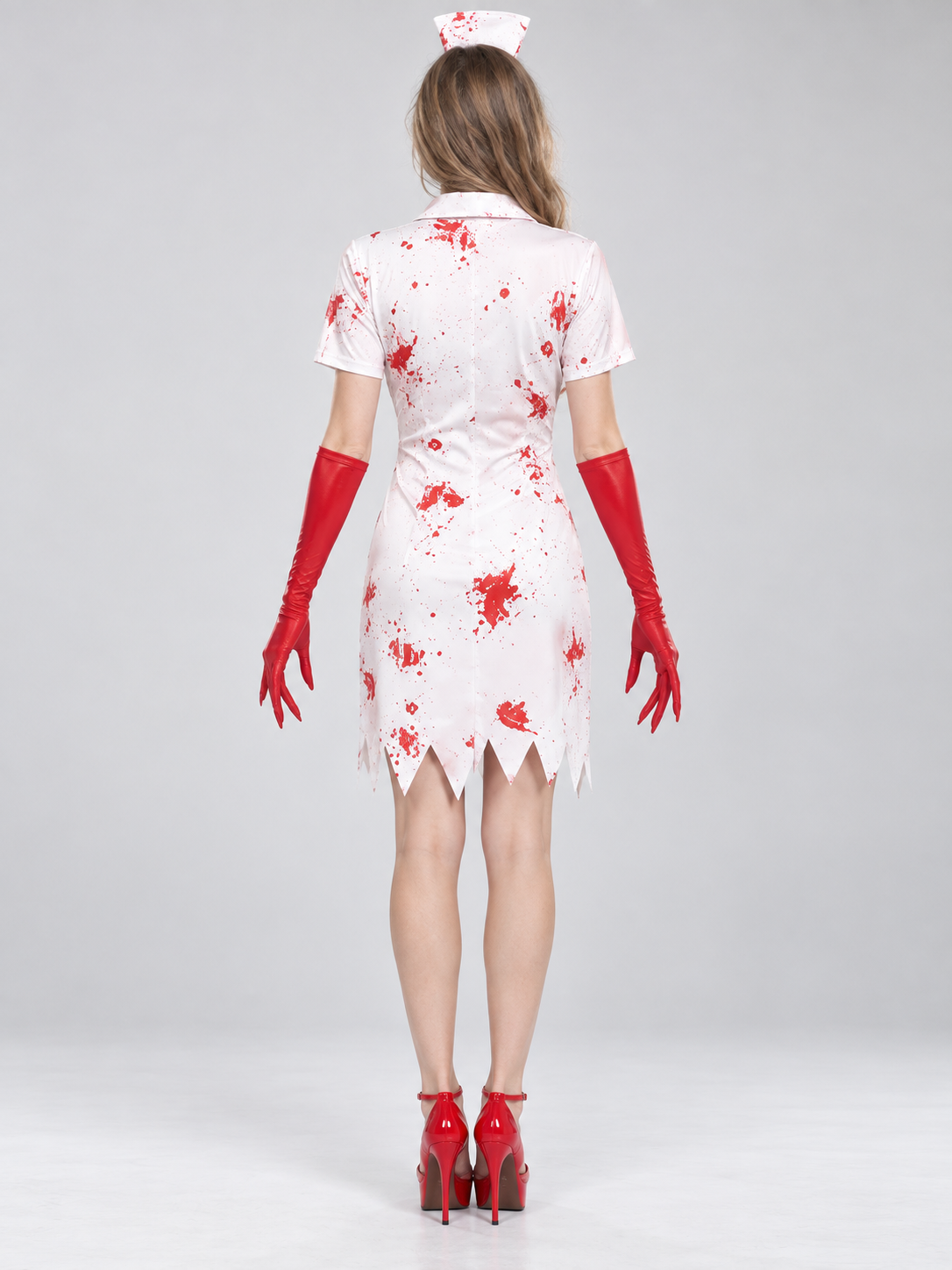 Nurse Costume with Red Crosses and Blood Effect