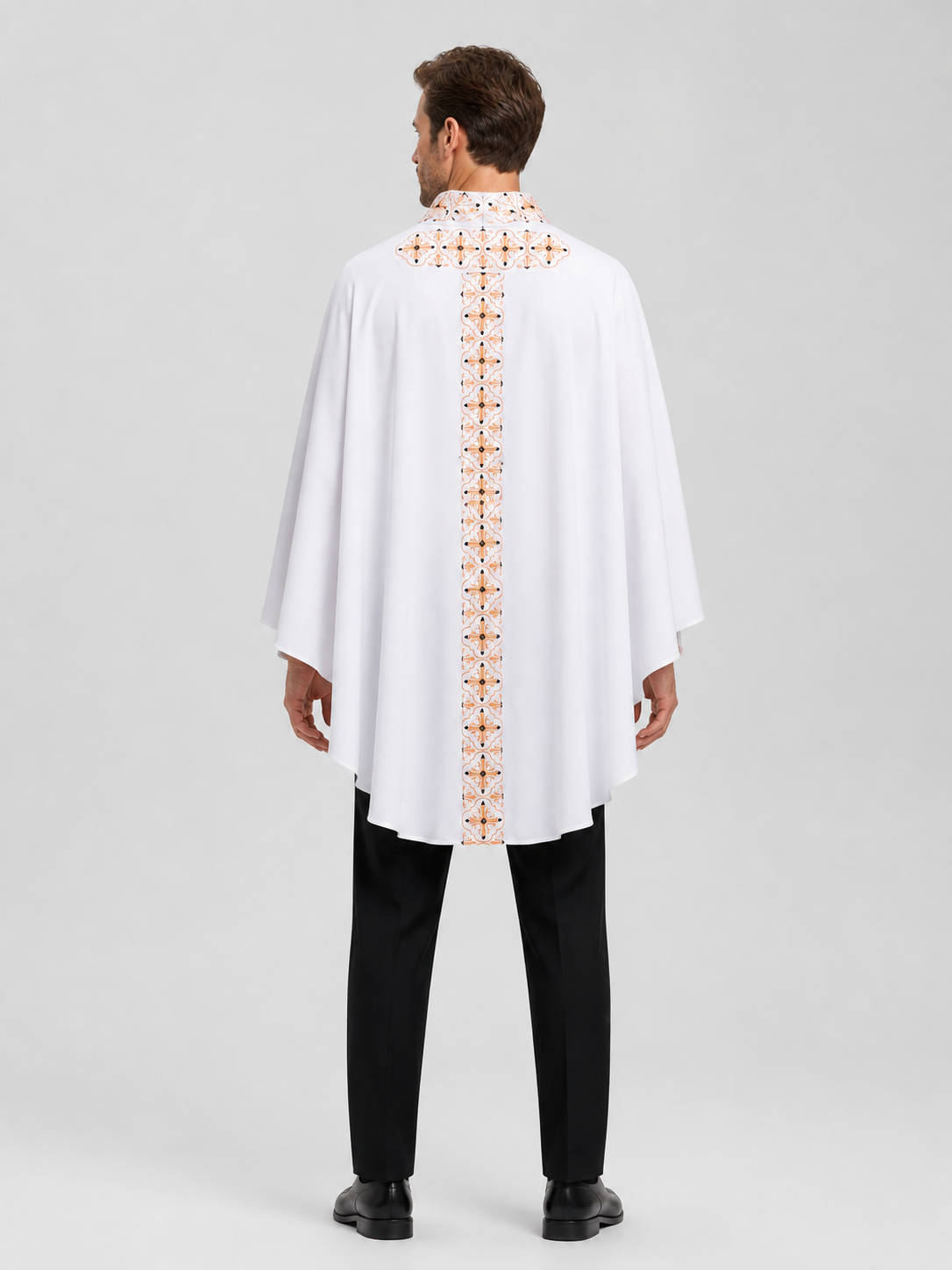 White Cosplay Shirt with Geometric Pattern back view
