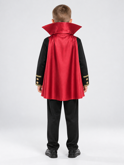 Children's Vampire Costume with Red Cape back view