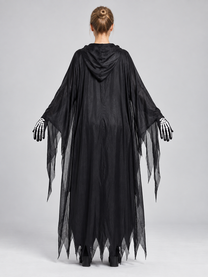 Skeleton Costume with Mask and Hood back view